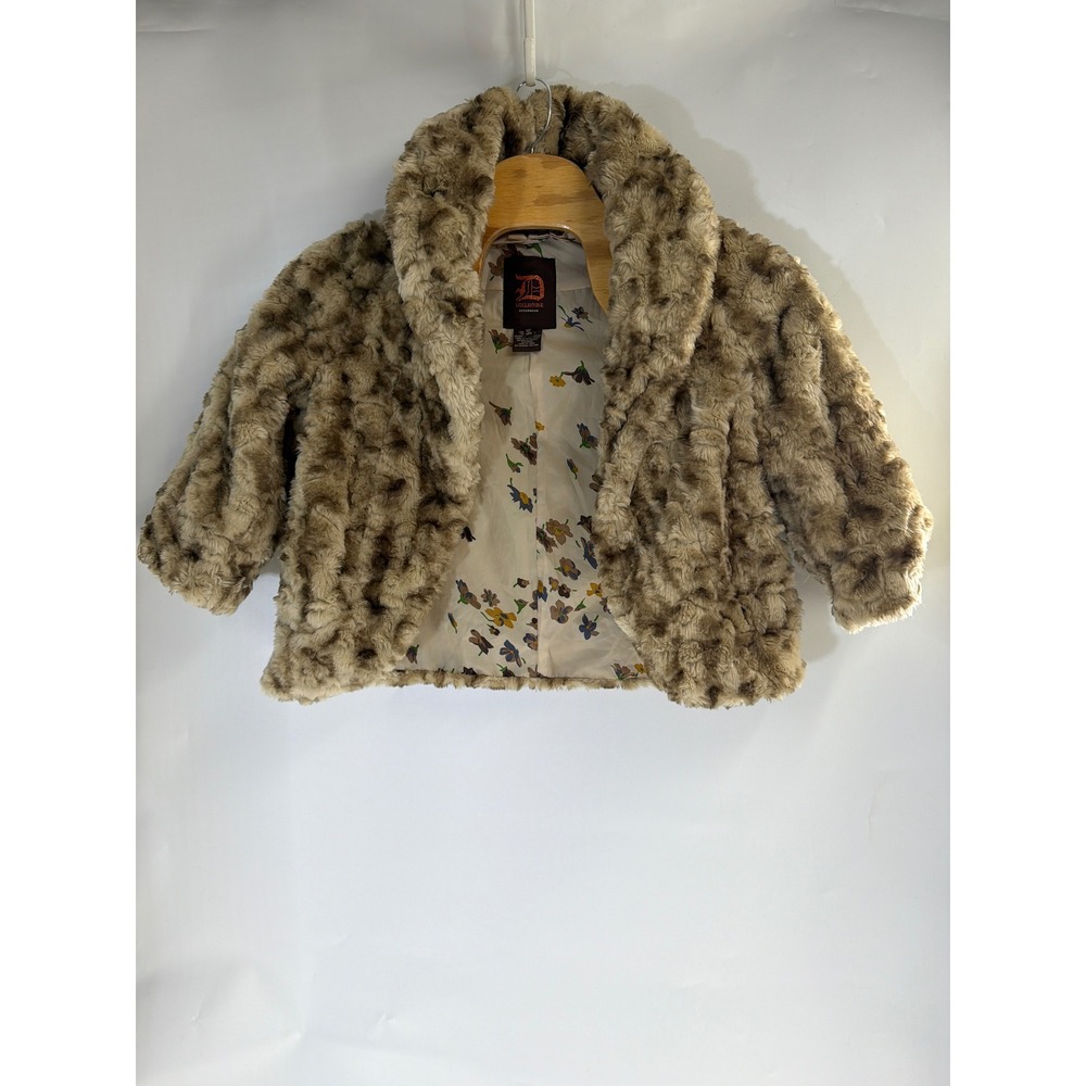 Dollhouse Outerwear Faux Fur Cropped Jacket Womens XS Leopard Print Shawl Collar